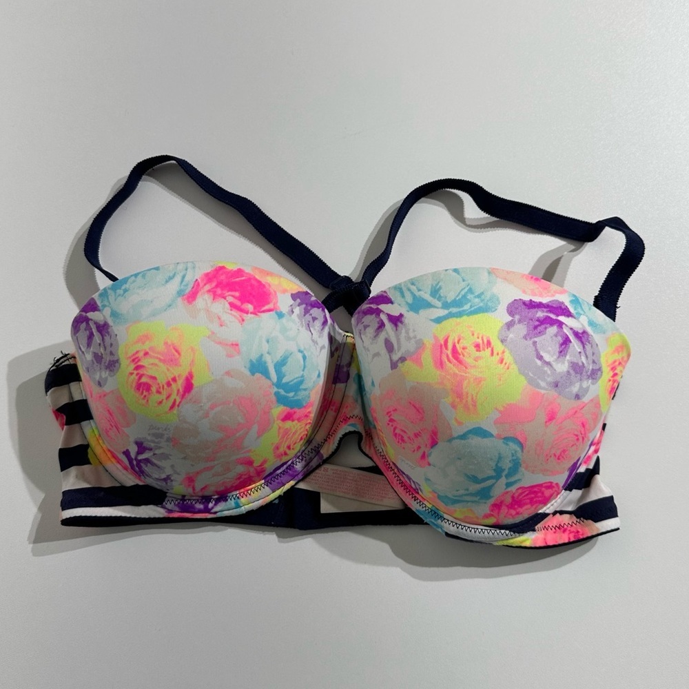 PINK Victoria’s Secret Push-Up Bra Floral Print Size 32D